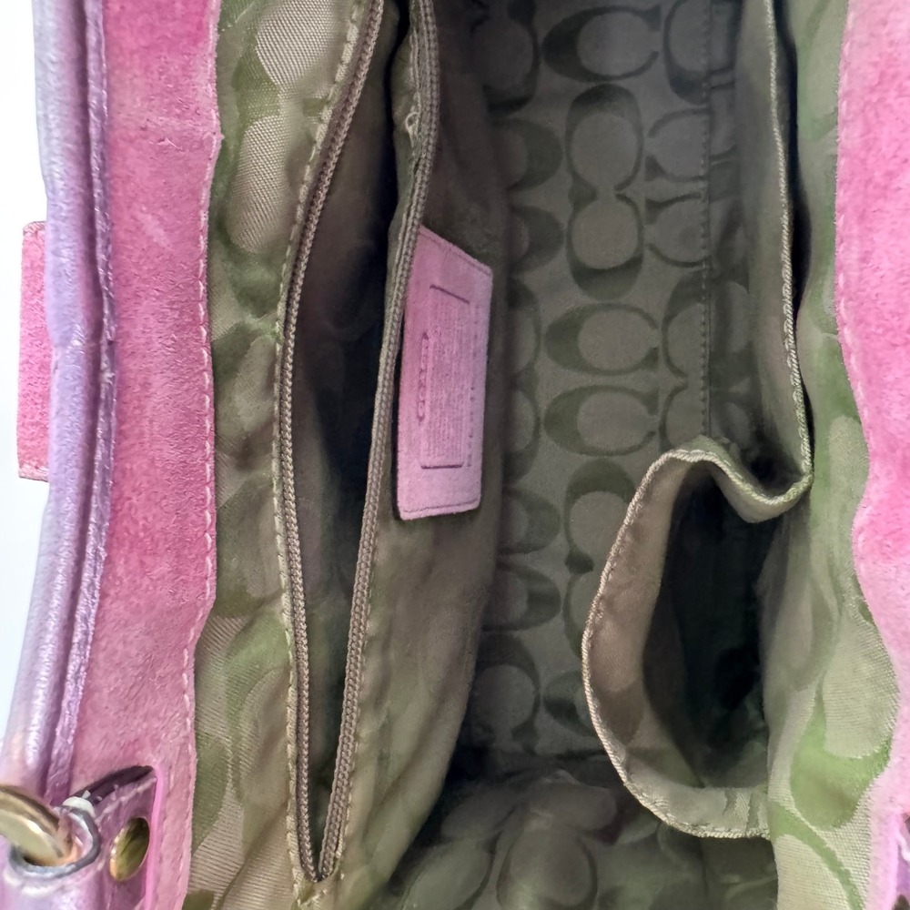VTG Coach Straw Tote Women Pink Metallic Leather Suede Woven Basket Bag Y2K 4419 - Picture 5 of 15
